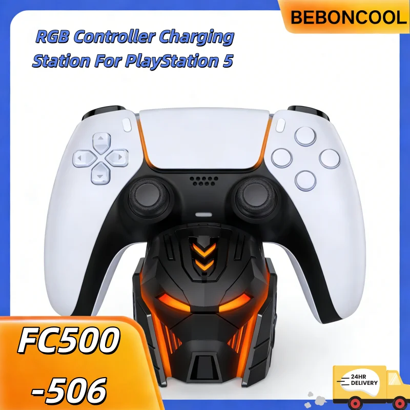 BEBONCOOL FC502 RGB Controller Charging Station For PlayStation 5 Dual Fast Charger LED Charging Stand For PS5 Dualsense Gamepad