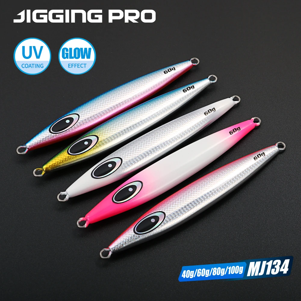JIGGING PRO Metallo Jig Esche Da Pesca 40g 60g 80g 100g Lento Oscillazione Affondamento Jigging Richiamo Mare Richiamo di Pesca Esca Artificiale