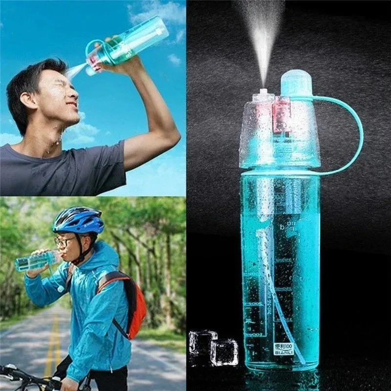 600 ml Outdoor Sport Gym Trinken Drink Flaschen Neue Kreative Spray Wasser Flasche Tragbare Zerstäubung Flaschen Image