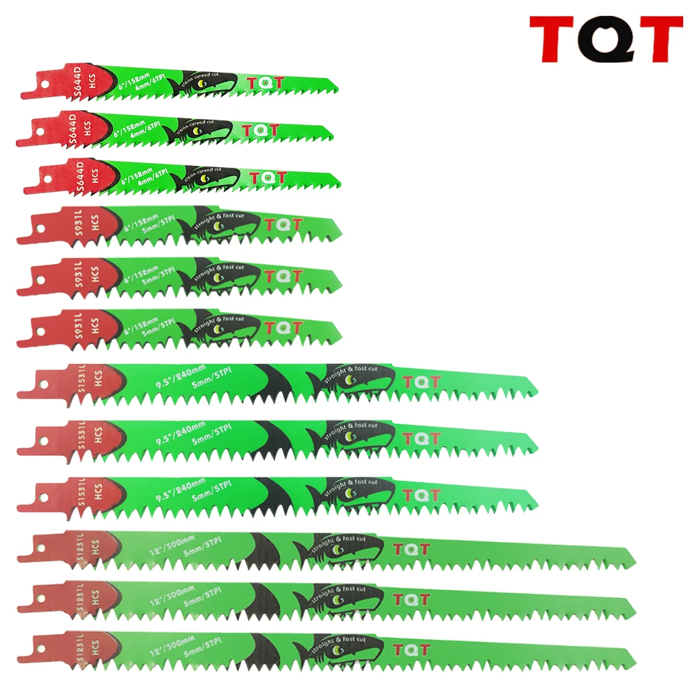 10 pezzi 6-9.5-12 pollici lame per sega alternativa lunghe 5-6Tpi Hcs 150mm lame a sciabola per il taglio del legno in PVC per Bosch Makita Dewalt strumento fai da te