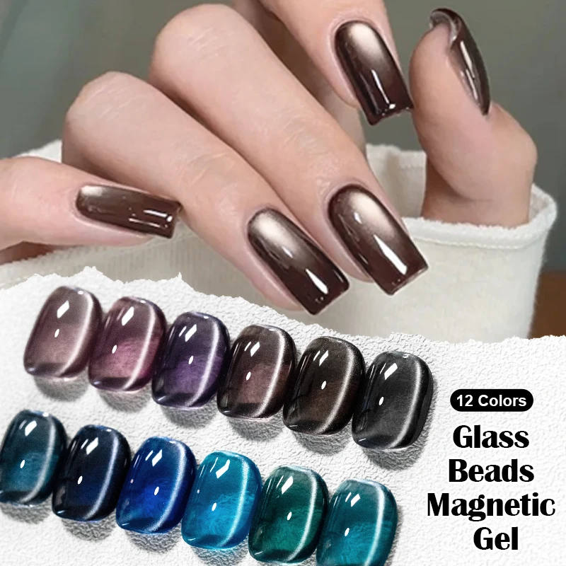 Glas Perlen Katze Magnetische Gel Nagellack Winter Farben Magnetische Gel Semi Permanent Soak Off UV Gel Lack Nagel Liefert DIY Image