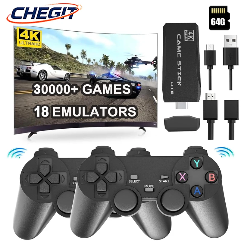 4K TV Game Stick Video Game Console New M8 64GB Built in 30000 Games Wireless Controller Gamepad Retro Handheld Game Console