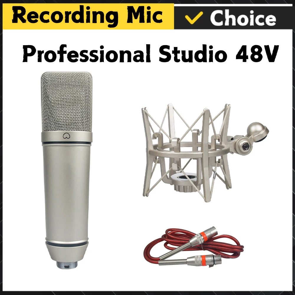 U87 Microfono a condensatore Microfono da studio cardioide professionale per la registrazione di podcasting su streaming vocale Home Studio Metallo