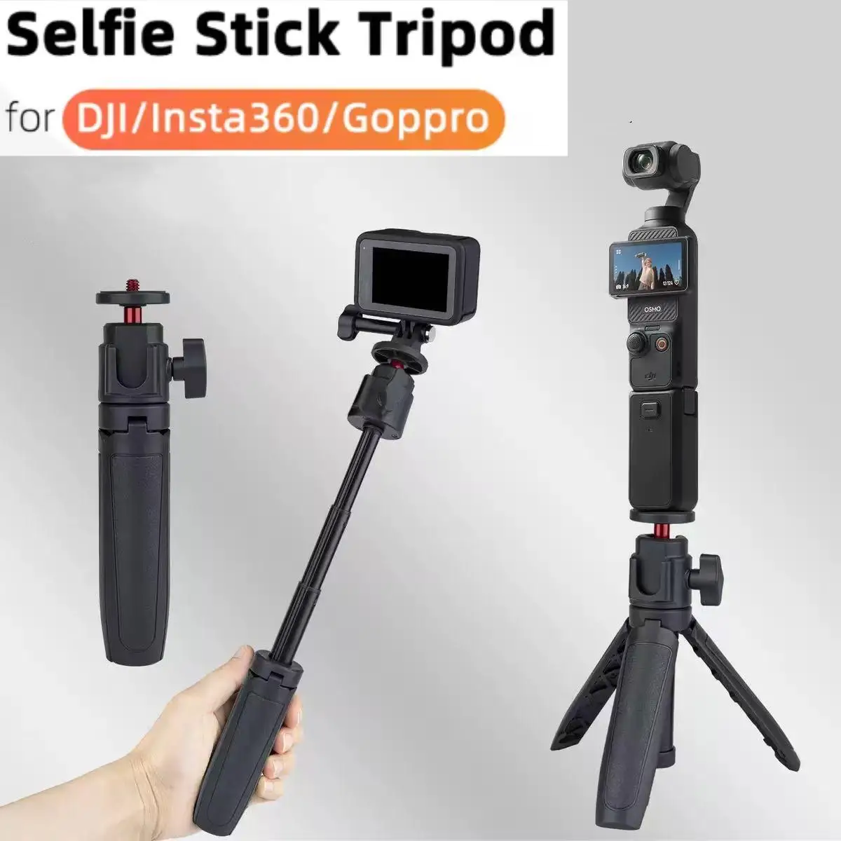 Selfie-Stick-Stativ für Insta360 X4 X3 Ace Pro 2 DJI Action 5 4 Pro Pocket 3 GoPro Selfie-Stick mit Stativ-Zubehör Image