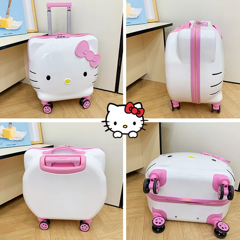 Hello Kittys Children Suitcase Fashion Children's Trolley Schoolbag Cartoon Cute Trolley Case Password Lock Large Capacity
