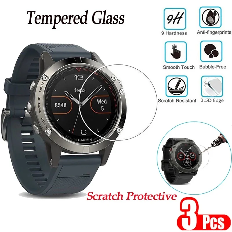 3pcs 9h Premium gehärtetes Glas für Garmin Fenix 7 7s 7x6 6s 6x Pro 5 5s Smartwatch Clear HD Displays chutz zubehör Image