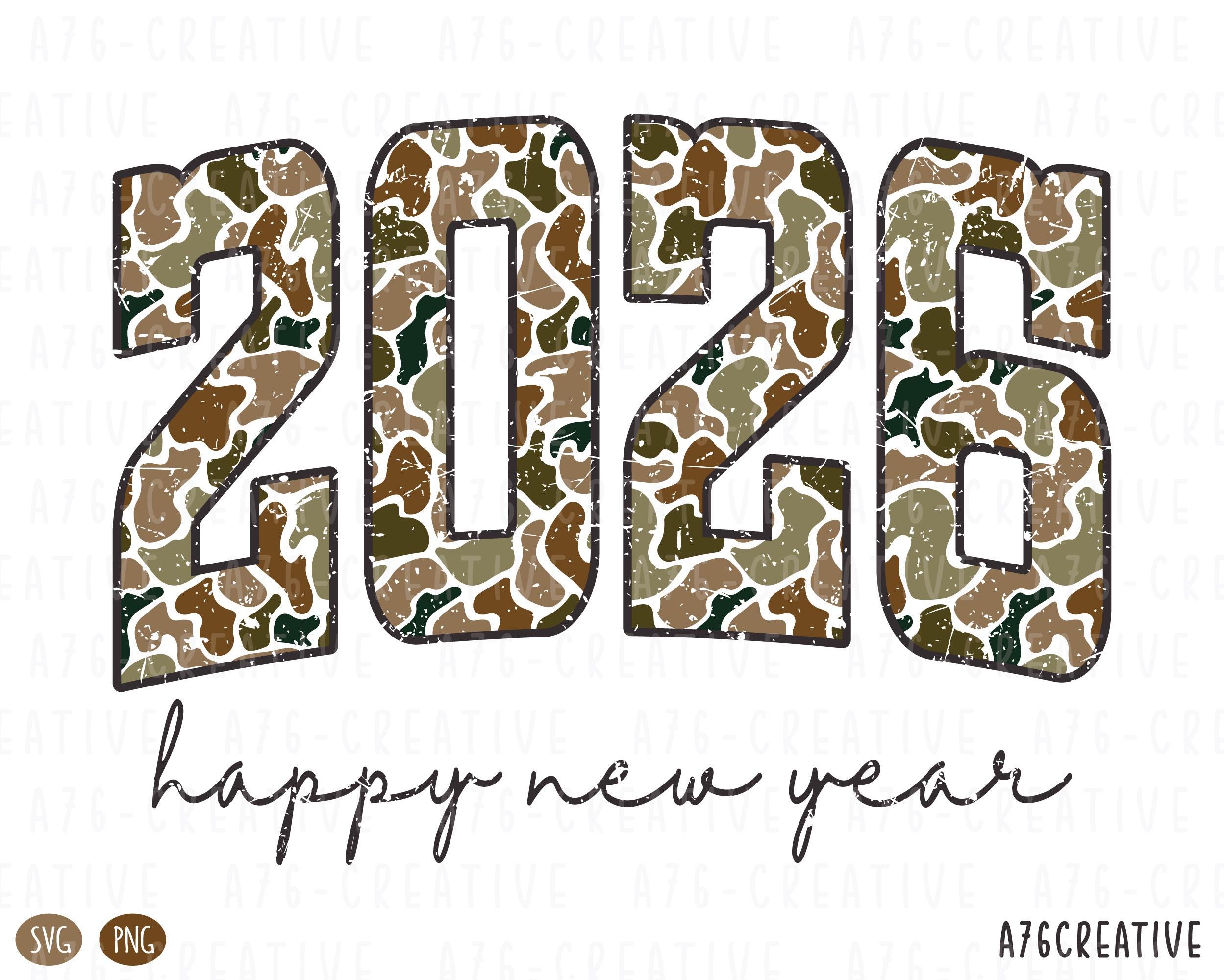 Camo 2026 Felice Anno Nuovo PNG, 2026 Camouflage, Vecchio Camouflage 2026, Felice Anno Nuovo, Retro 2026 Felice Anno Nuovo Design a Sublimazione. Svg