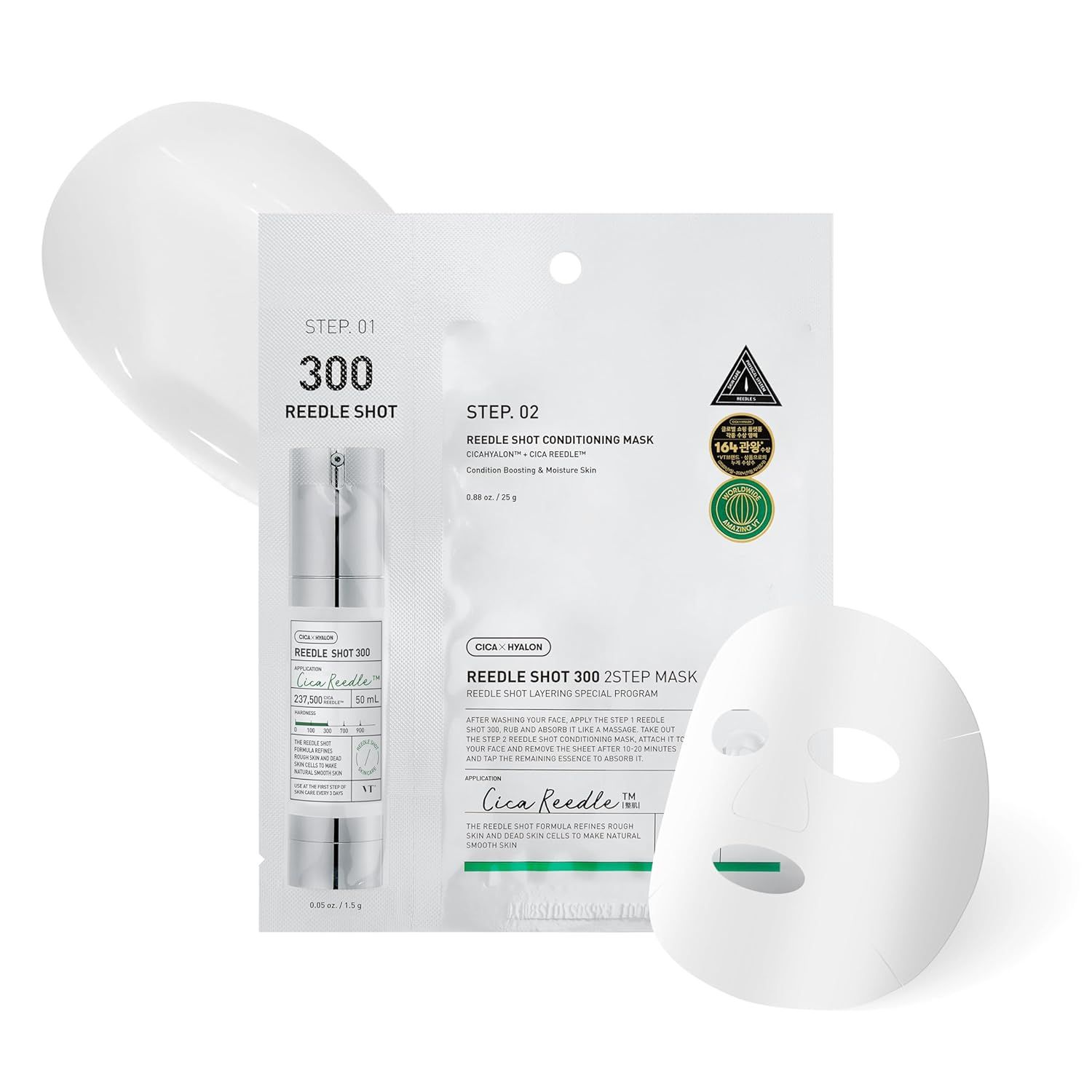 VT COSMETICS Mild Reedle Shot 300 2-Step Mask – Maschera viso bifasica