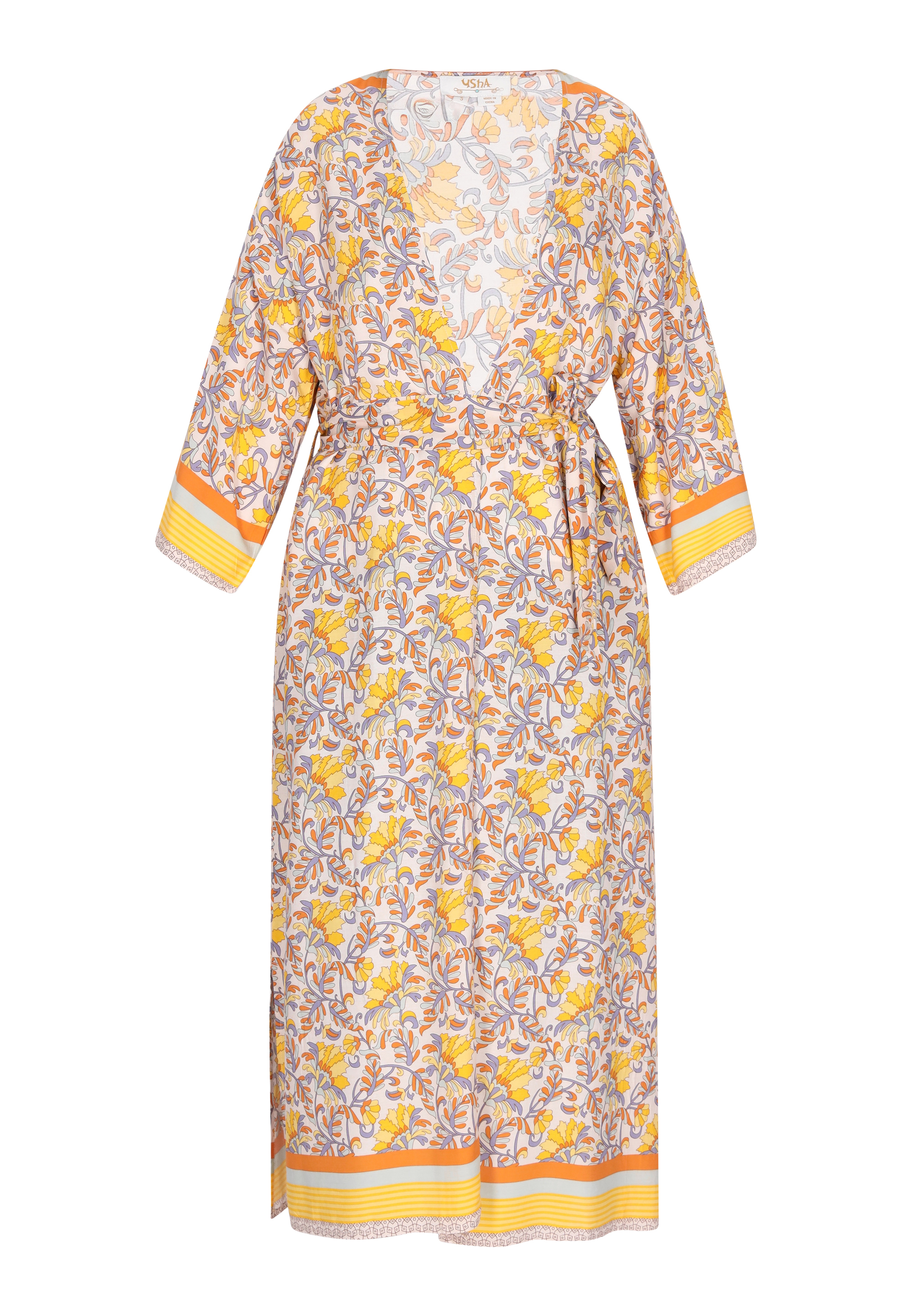 usha Kimono Frauen gelb mehrfarbig M