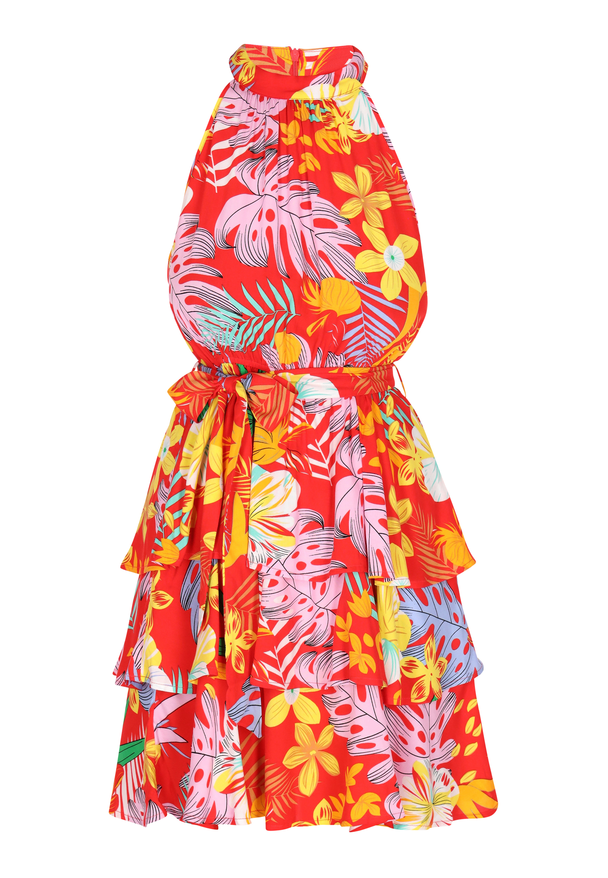 IZIA Kleid Frauen rot mehrfarbig S