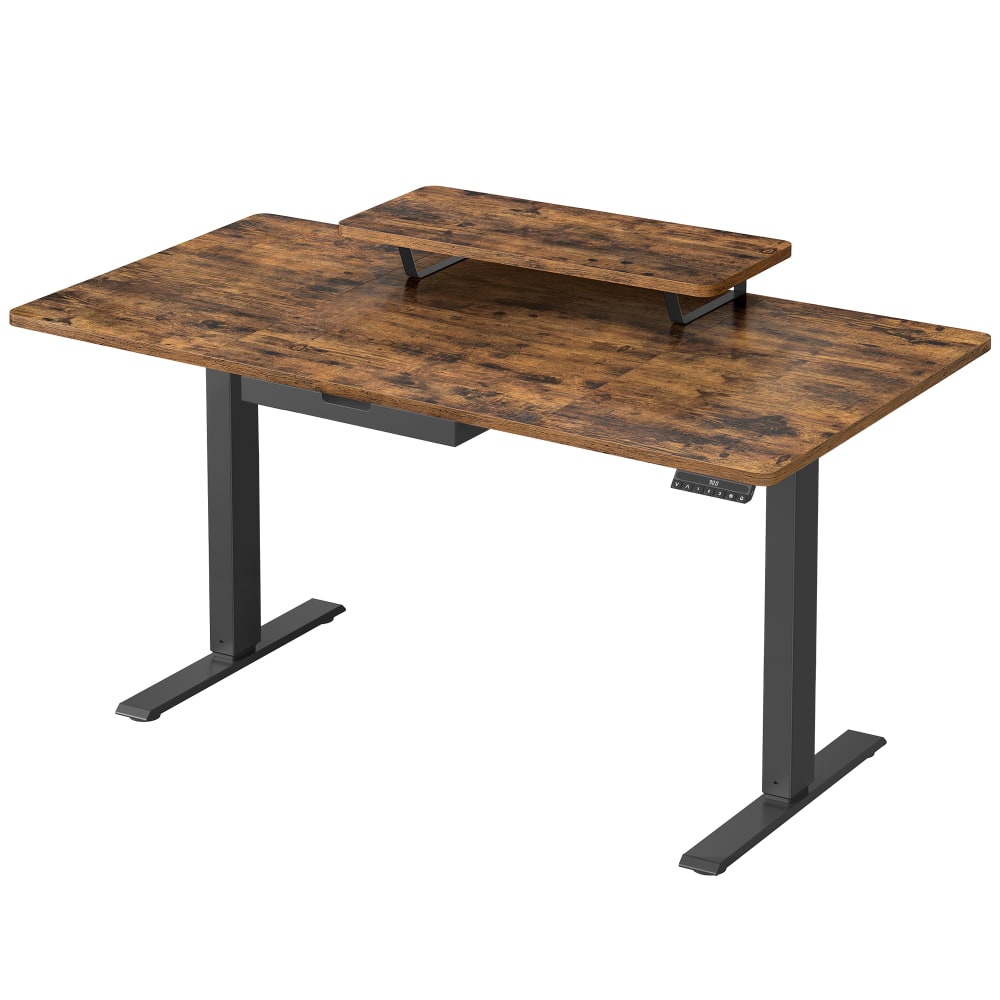 Scrivania regolabile elettrica altezza 1,4 m supporto monitor marrone