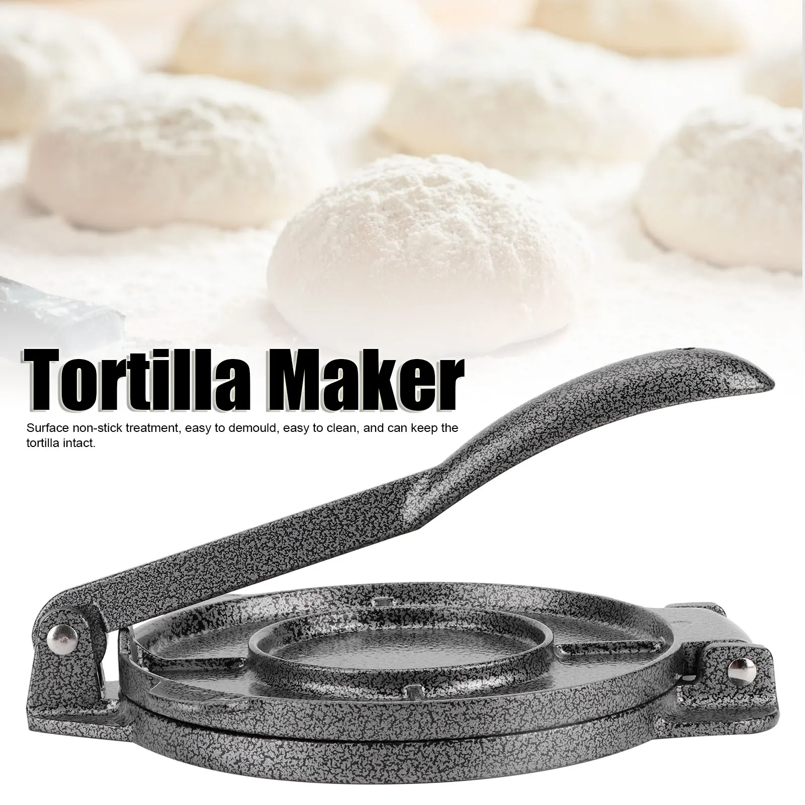 6,5 Zoll Tortilla Press Maker Aluminiumlegierung Mais Tortillas Teigpresswerkzeuge Küchenzubehör Graues Küchenzubehör Image