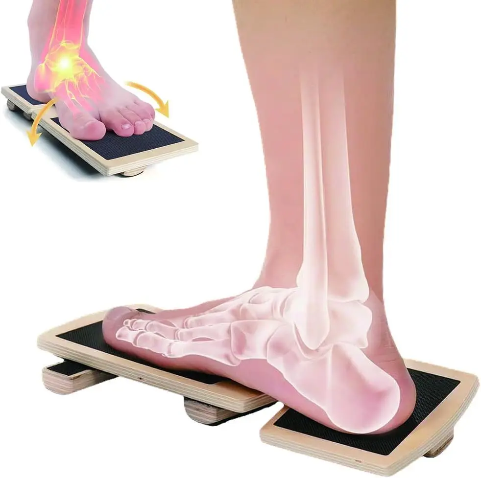 Einzigen Bein Knöchel Stärker Holz Fuß Bahre Anti Slip Wobble Board Balance Haltung Corrector Therapie Rehab Werkzeug Image