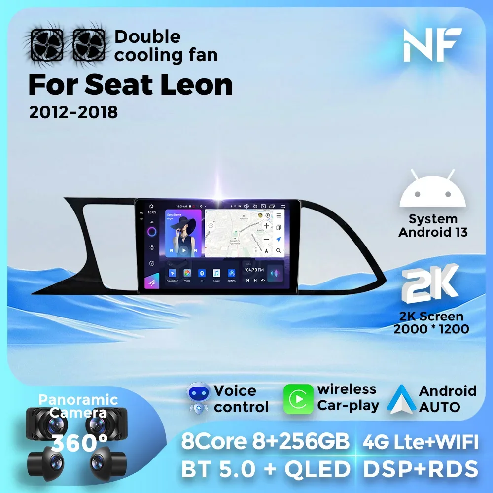 Qled bildschirm android 13 auto multimedia player für sitz leon mk3 2012 2013 2014 2015 2016-2018 radio gps fm kassette gps stereo Image