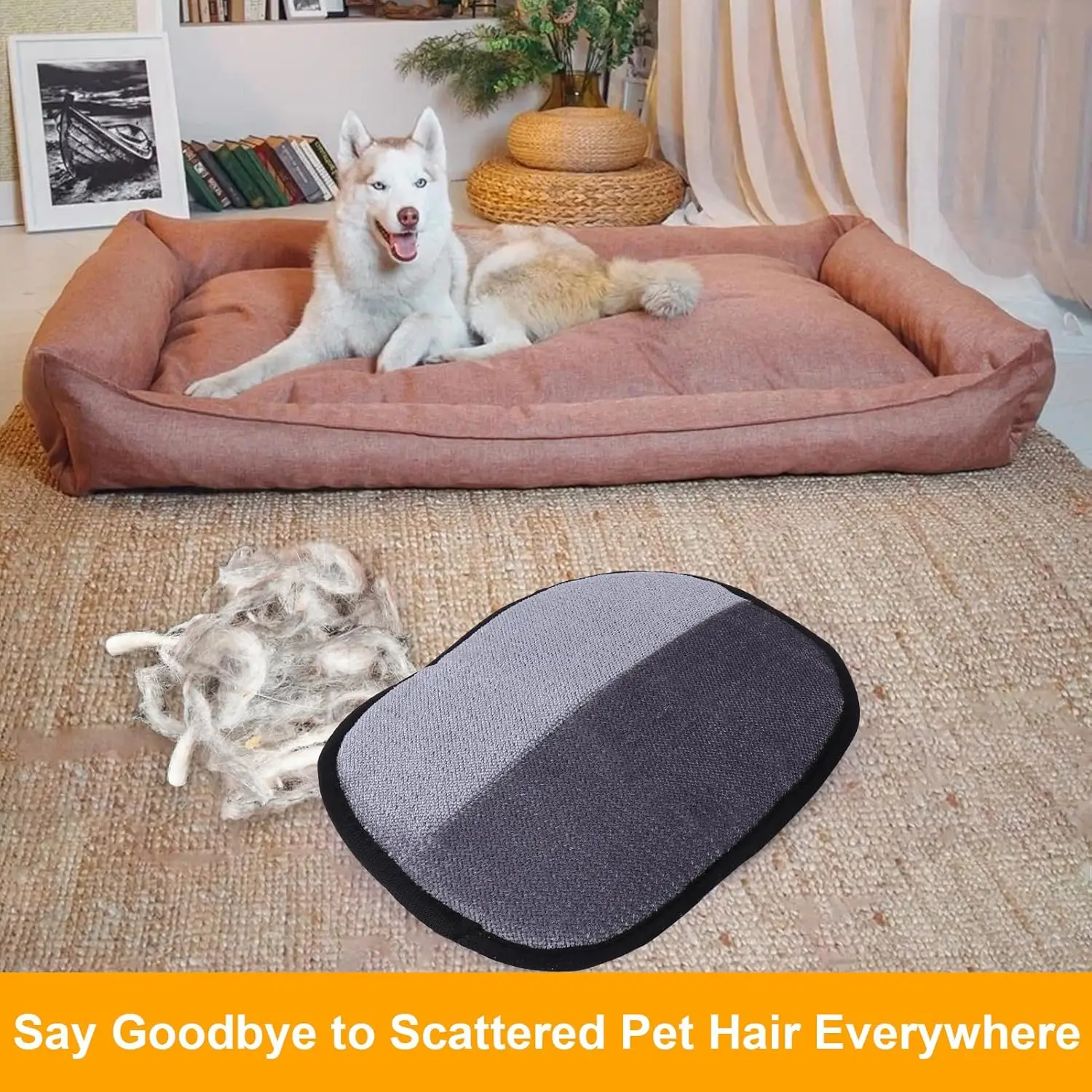 Doppelseitige Tierpflegehandschuhe, wiederverwendbares Haarentfernungswerkzeug, statischer Fellentferner für Teppiche, Sofa, Kleidung, sanft auf Hunden, Katzen, Haut Image