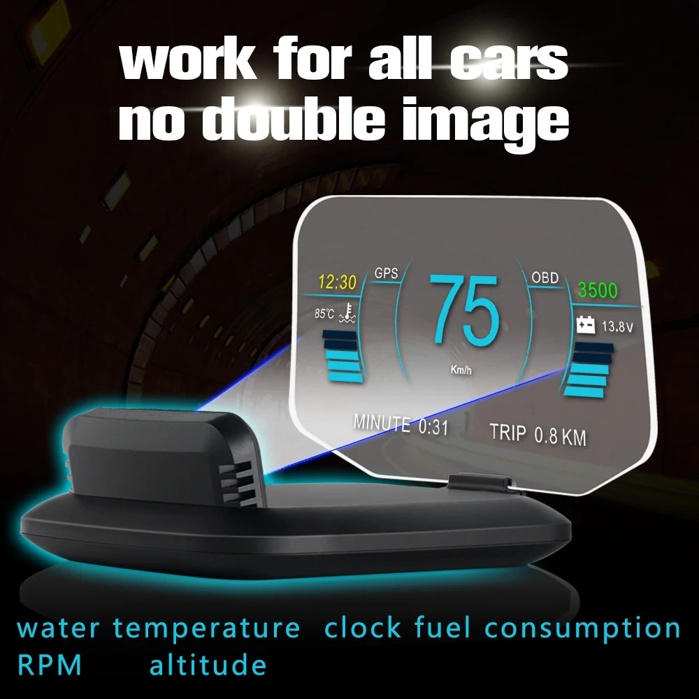 C1 OBD + GPS/Navigation + OBD + GPS Auto HUD Head Up Display Digital Projektor RPM Tachometer Übergeschwindigkeit Alarm Für 12V Versionen