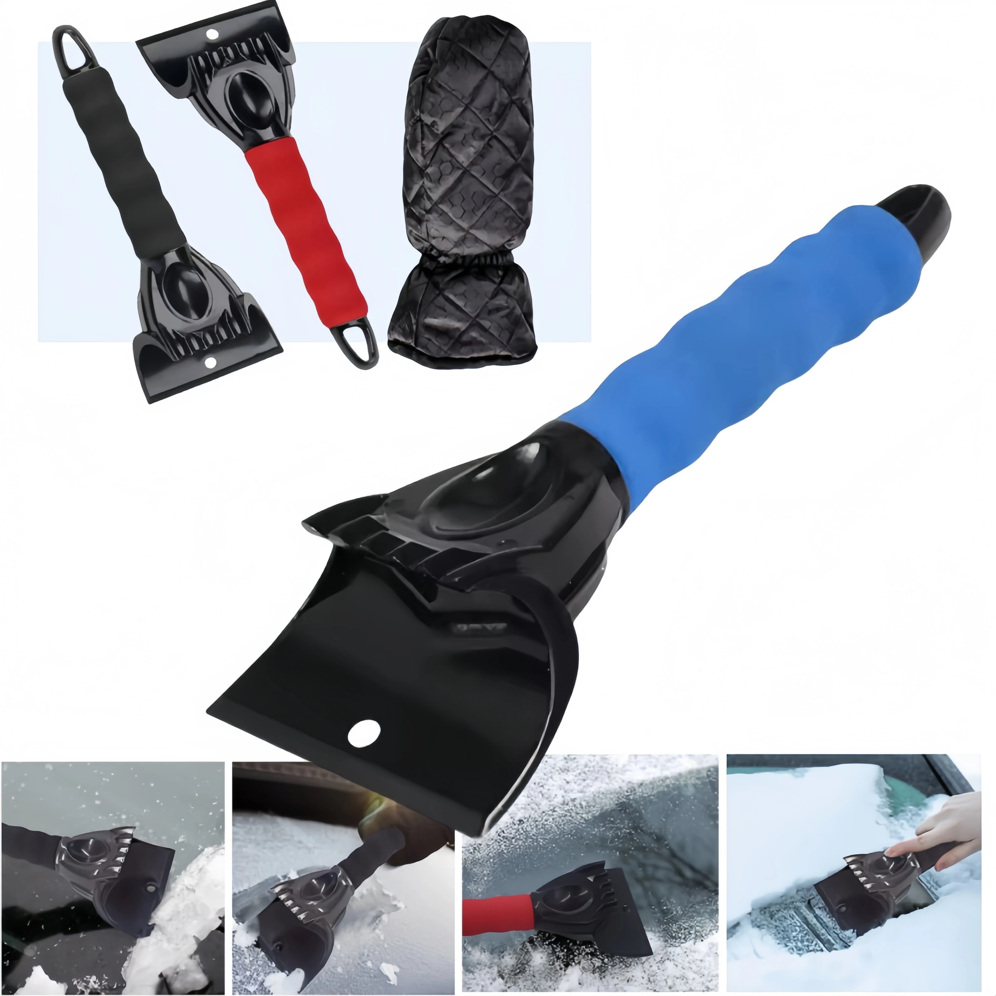 Auto Schnee Schaber Kit Windschutzscheibe Eis Werkzeug Schaum Griff Warme Handschuh Abtauen Reinigung Schaufel Entfernt Schnee Frost für Fenster und Tür Image