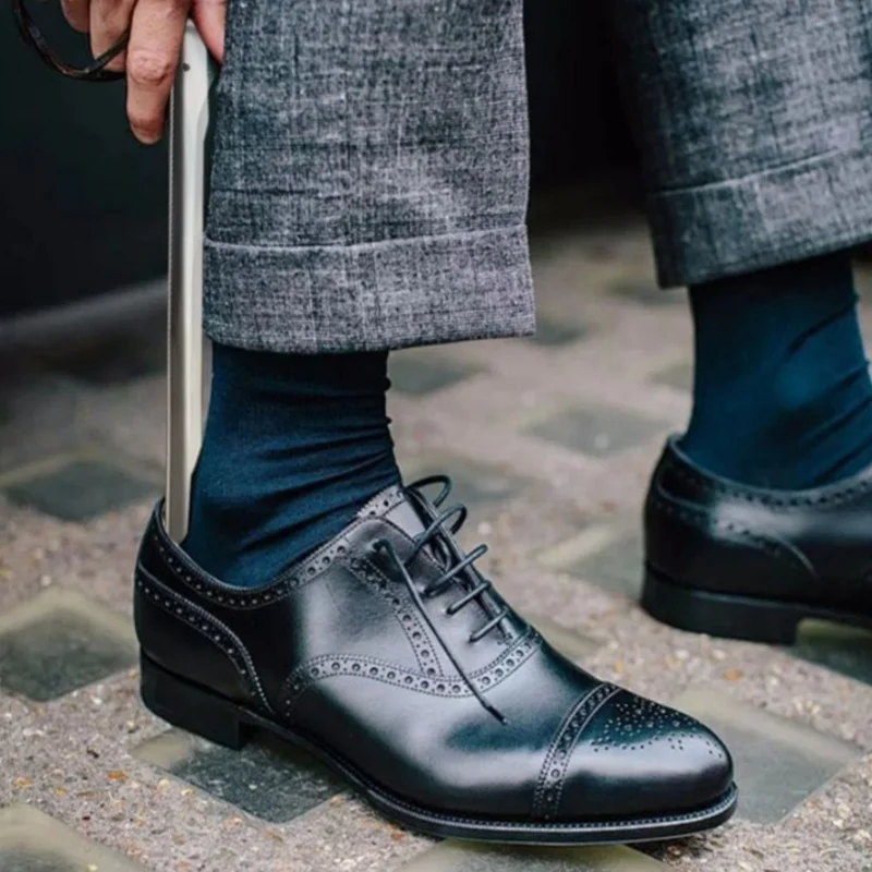 Silberner Haken, Edelstahl-Schuhzieher, Metall-Schuhzieher, Edelstahl-Schuhzieher, Haushalts-Schuhhebe- und Tragegerät