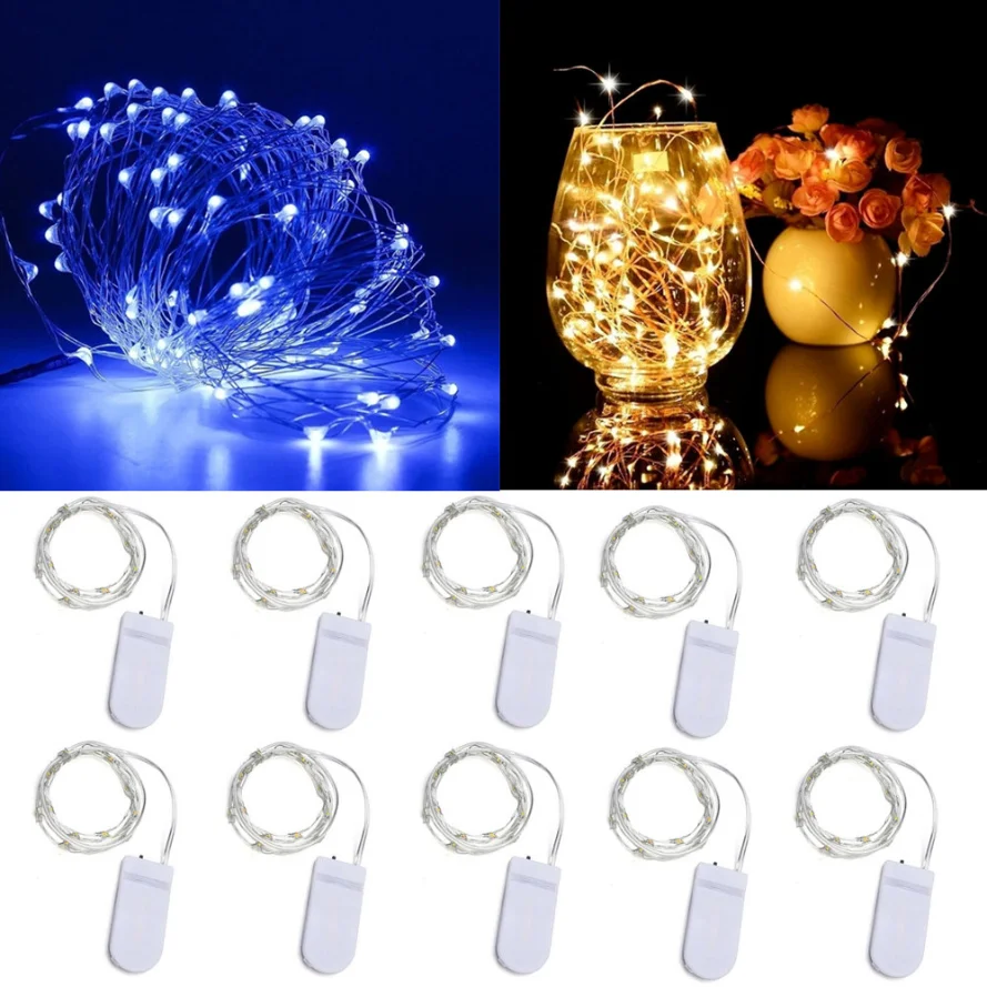 10 stücke Led Kupferdraht Lichterkette Batterie Betrieben LED Lichterketten Party Hochzeit Innen Weihnachten Dekoration Girlande Lichter