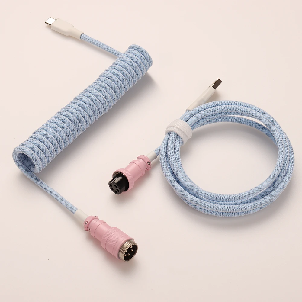 Lano benutzer definierte Paracord gewickelte mechanische Tastatur Typ c Daten feder kabel gx16 Aviator Coil Spirale USB c für Gaming Coiled Kabel Image