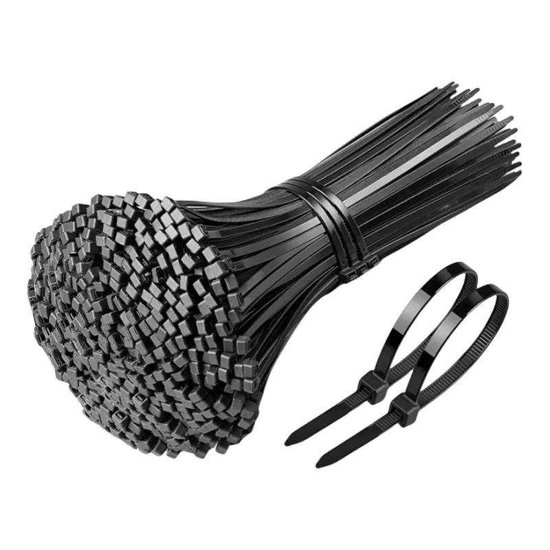 Kabelbinder, Premium-Kunststoffbinder, selbstsichernde schwarze Nylonbinder, Kabelbinder, 100 Stück pro Packung Image