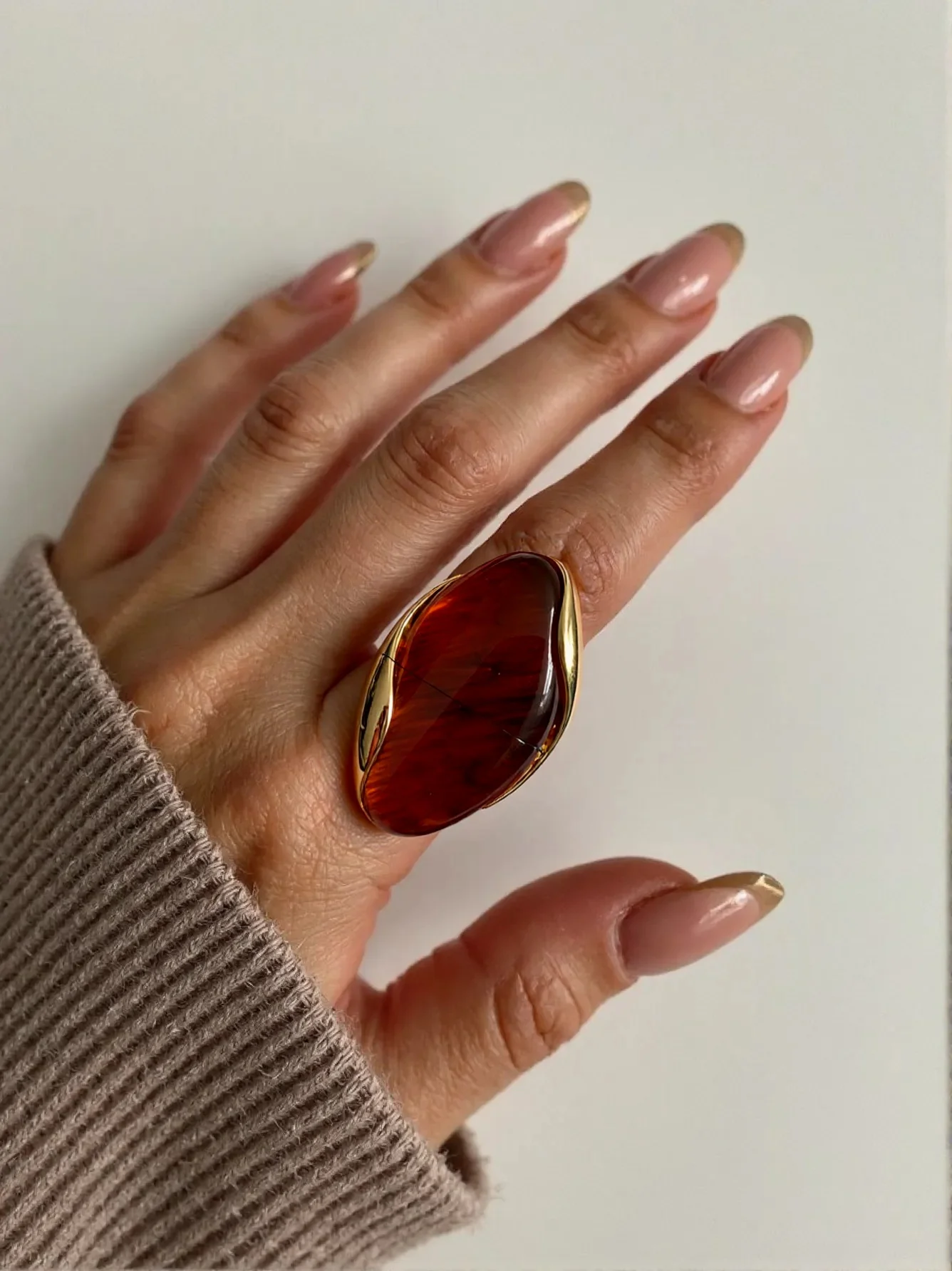 TDJewelry Ringe aus Edelstahl, Farbe, Harz, geometrische Form, 18 Karat vergoldet, modischer Alltagsschmuck, Ring für Damen Image