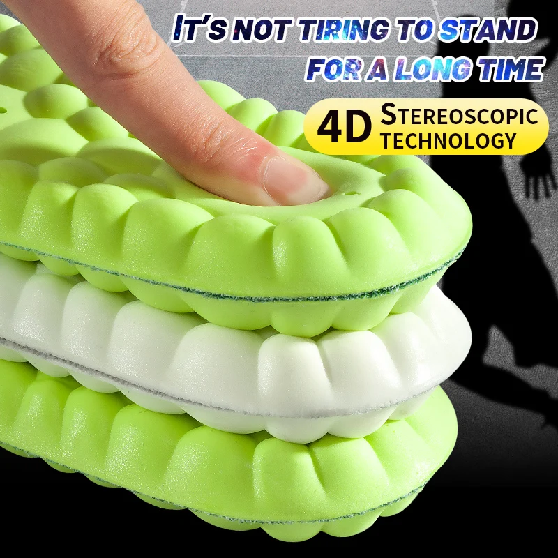 Sport Einlegesohlen 4D Latex Super Weich Hohe Elastizität Schuh Pads Anti-schmerzen Deodorant Kissen Arch Support Laufsohlen Fuß einlegesohle Image