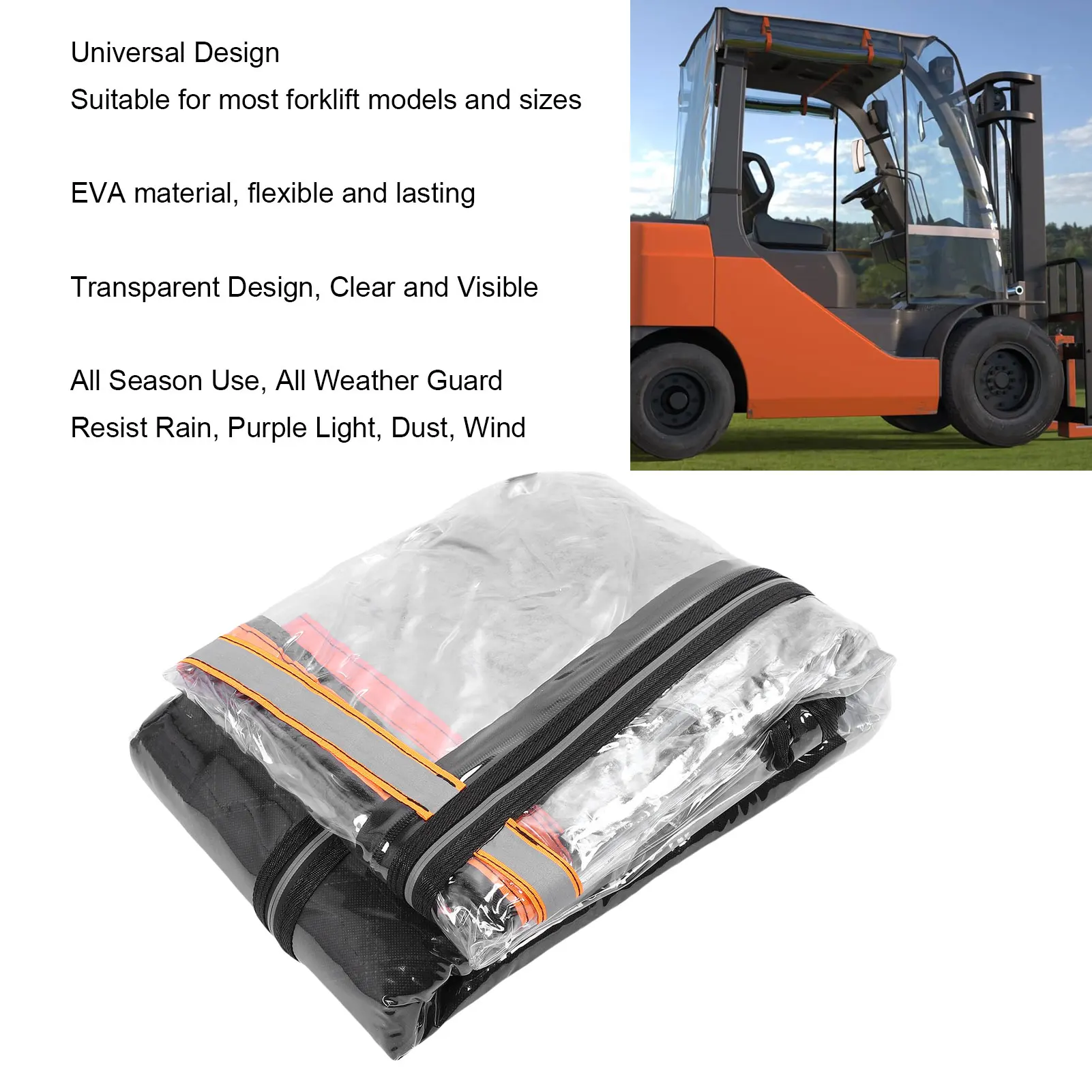 Gabelstapler-Abdeckung, Staub, Regen, winddicht, transparentes EVA-Schutzgehäuse, Allwetter-Gabelstapler-Abdeckung, Sonnenschutz Image