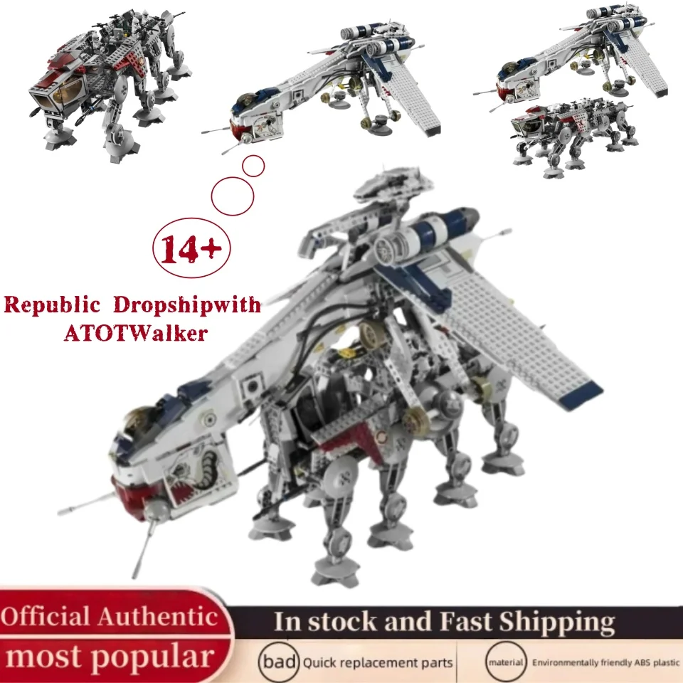 Auf Lager 1758PCS Republic Airdrop Boot Kompatibel AT-0T Walker 10195 Transport Schiff Kanonenboot 75021 Spielzeug kinder Weihnachten geschenk Image