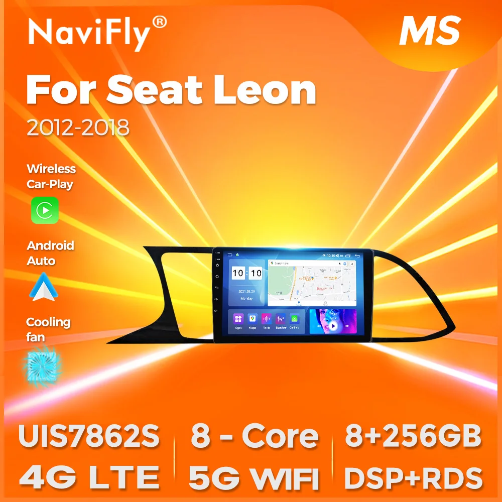 NaviFly Android 14 Für Seat Leon 3 MK3 5F 2012-2018 Auto Multimedia Radio Intelligente System Auto Zubehör BT 5,0 DSP + RDS WIFI Image