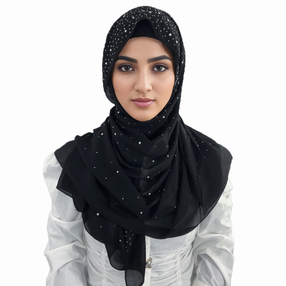 Neue Perle Strass Hijab Schal hochwertige Großhandel Premium Chiffon Hijabs Schal Image