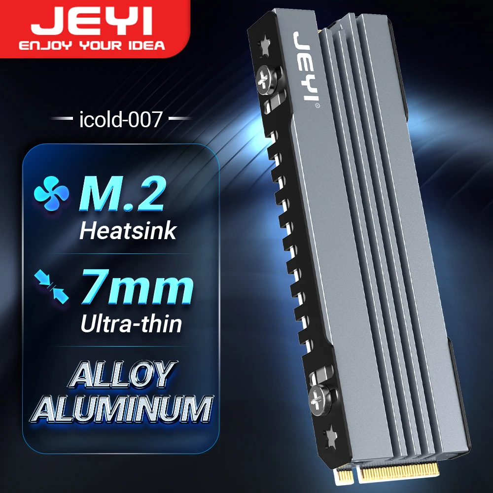 JEYI M.2 SSD-Kühlkörper, NVME NGFF-Kühlung, Aluminium-Kühler mit thermischem Silikonpad für PC / PS5 PCIE 2280 SSD ICold-007 Image