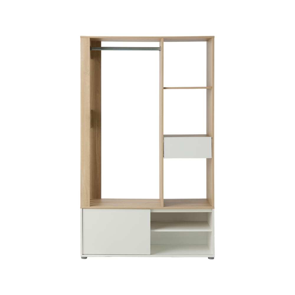 Meuble d'entrée effet bois et blanc H182