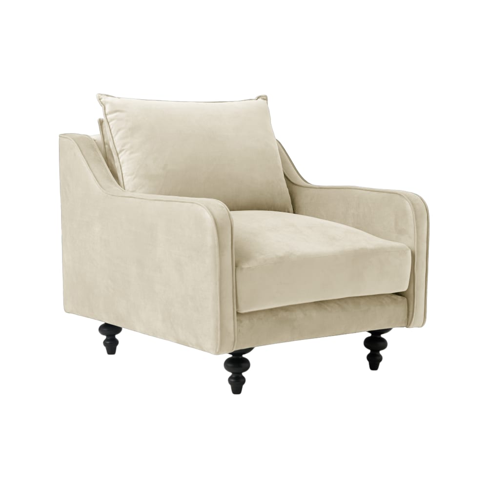 Fauteuil tissu velours H90 ecru