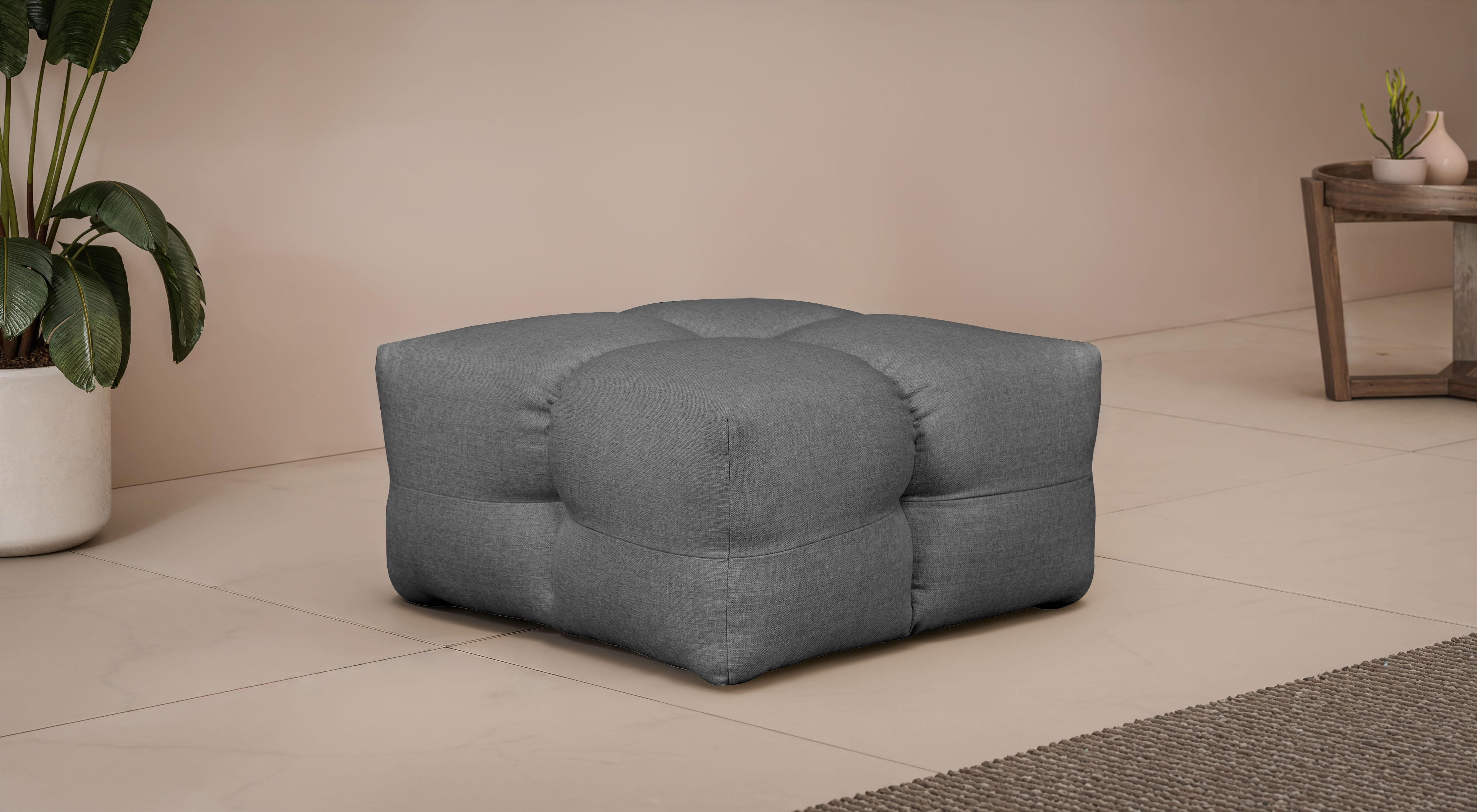 Polsterhocker "TALISHA Sitzhocker, moderne Steppung, Maße: 84/93/43 cm", grau (anthrazit), B:84cm H:43cm T:93cm, 100% Polyester, LEGER HOME BY LENA GERCKE, Hocker, Polsterhocker, hoher Sitzkomfort, gemütlich und modern, aufwendig gepolstert Image