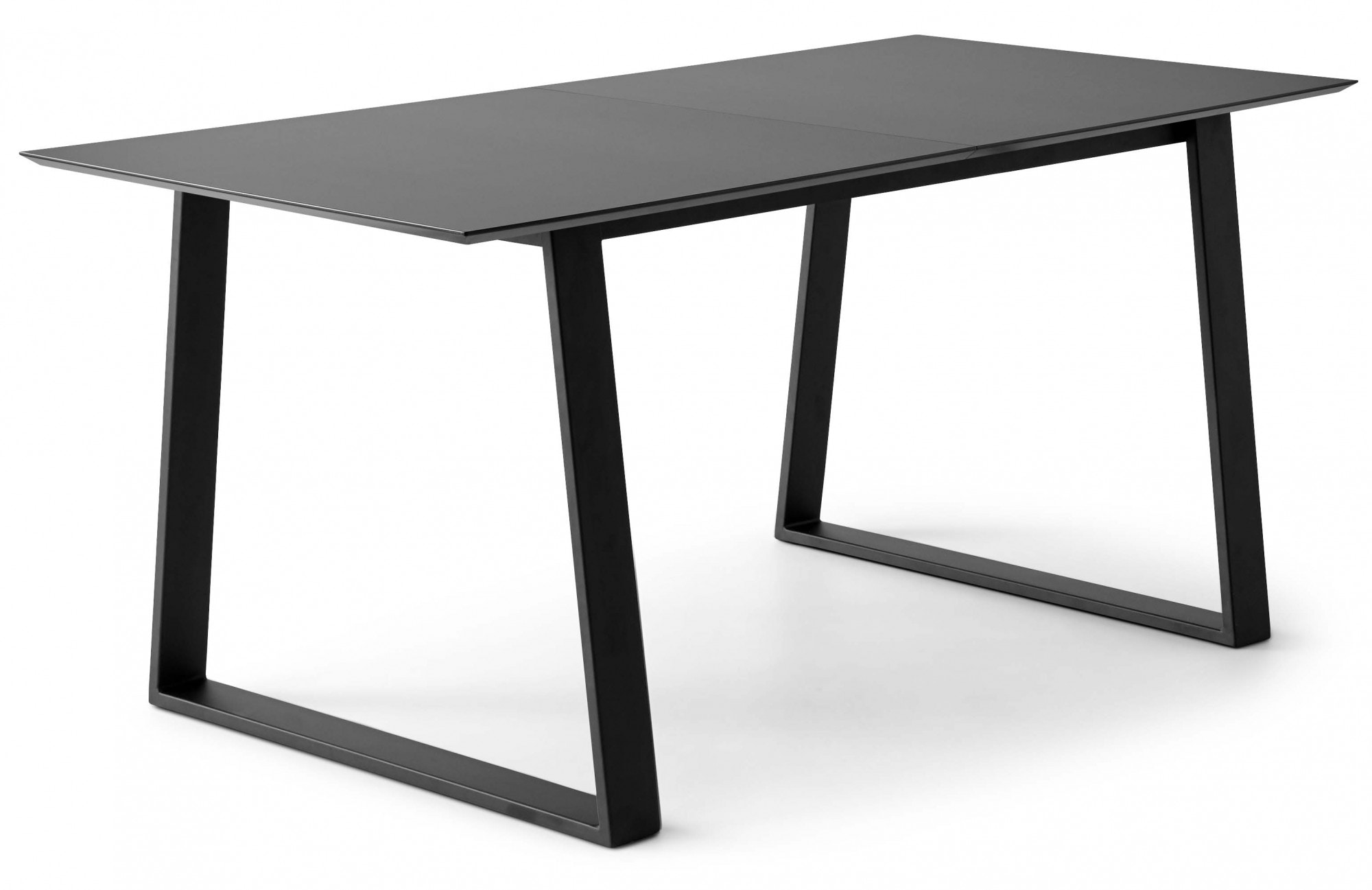 Esstisch HAMMEL FURNITURE "Meza Designtisch mit Auszugsfunktion und 2 Einlegeplatten", schwarz (schwarz, schwarz, schwarz), B:165cm H:73,5cm, Tischplatte: Schwarzes nanobehandeltes Fenix-Laminat (schwarzer Rand), Gestell: Pulverbeschichtetes... Image