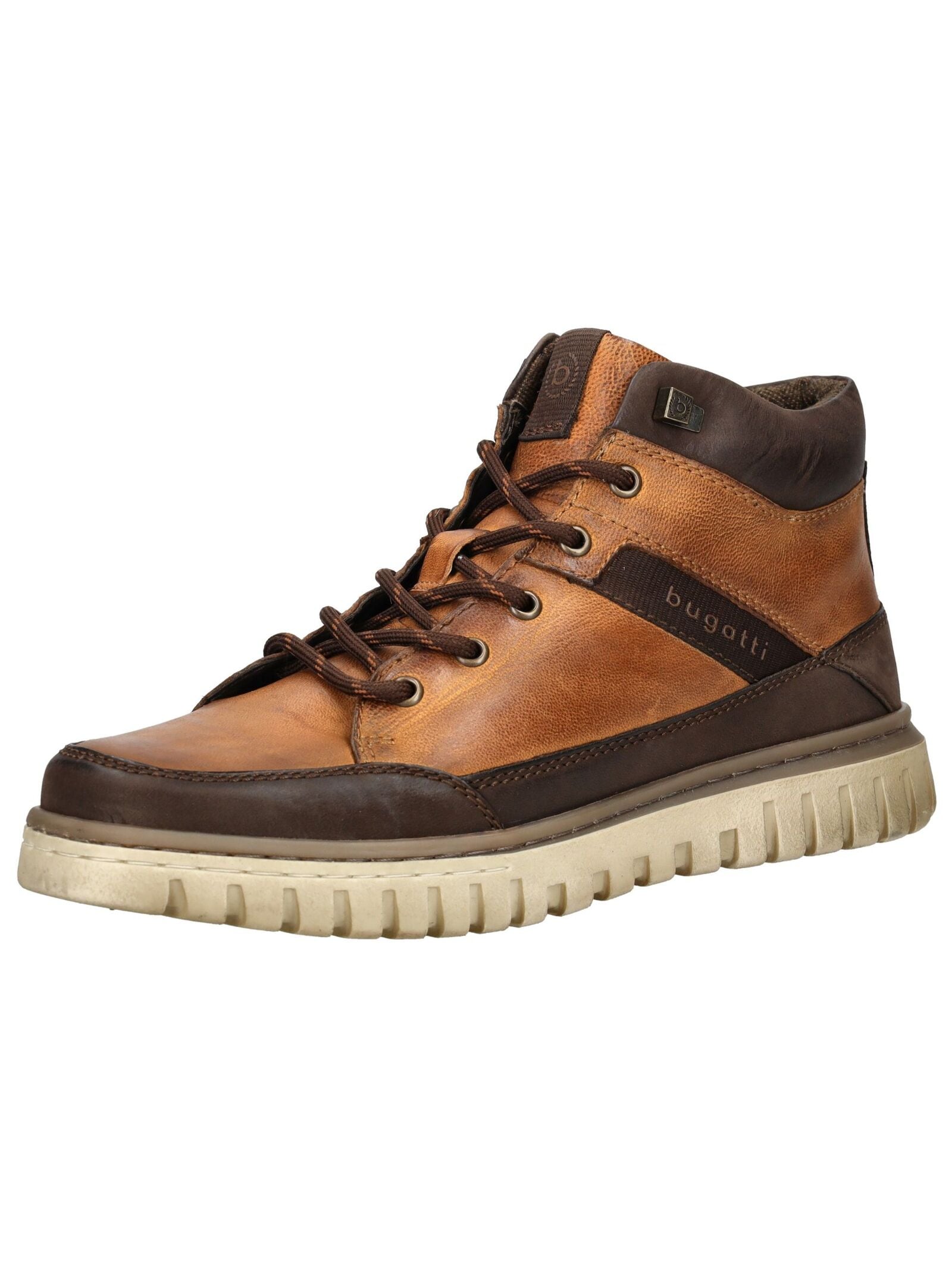 Sneaker BUGATTI "bugatti Sneaker Leder", Damen, Gr. 43, cognac, Leder, Schuhe Sneaker