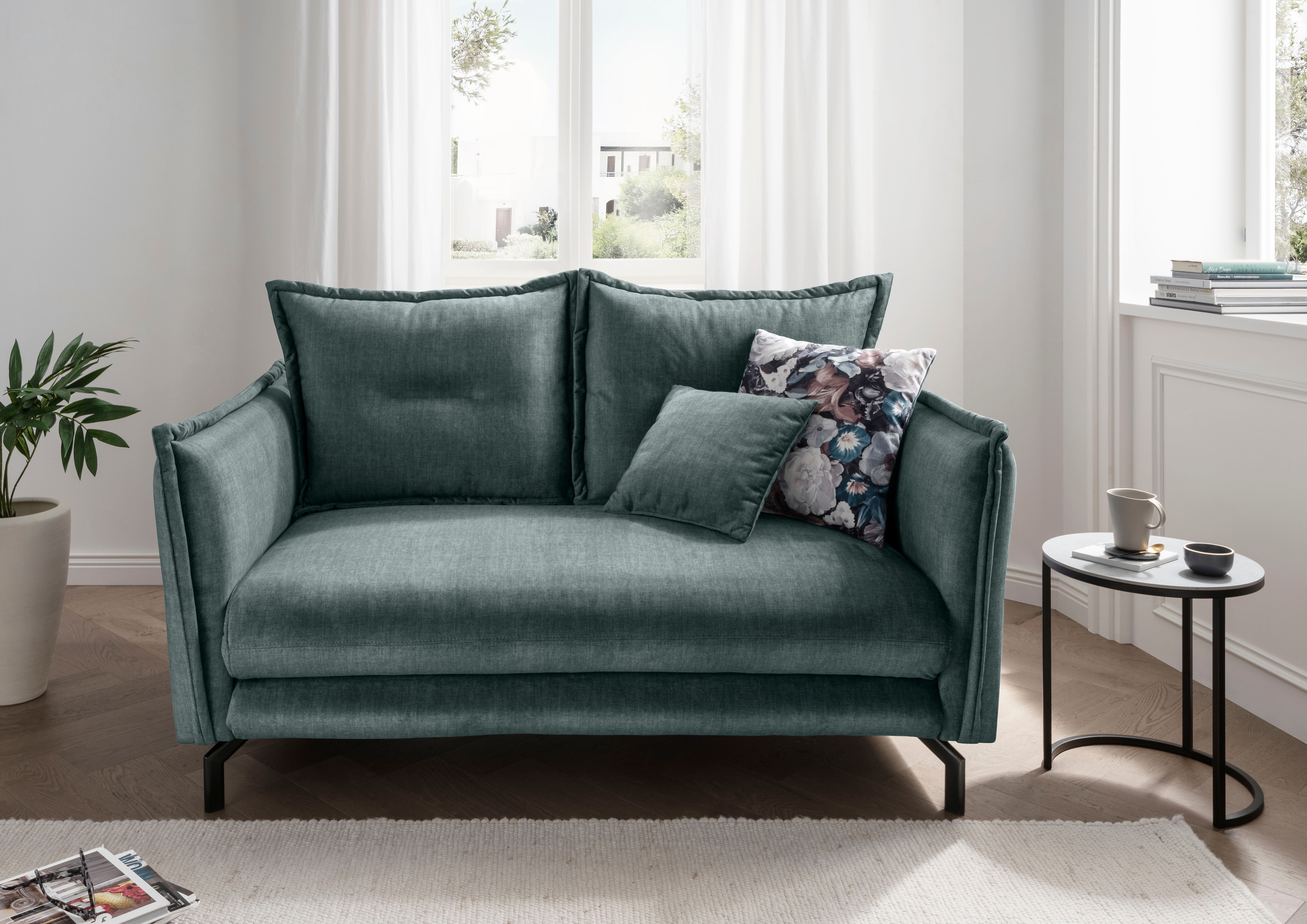 2-Sitzer HOME AFFAIRE "LAVA Breite 168 cm, modern & elegant, aktuelle Kissenoptik, bequem", ocean, türkis, B:168cm H:94cm T:110cm, Sofas, Armlehnen verstellbar