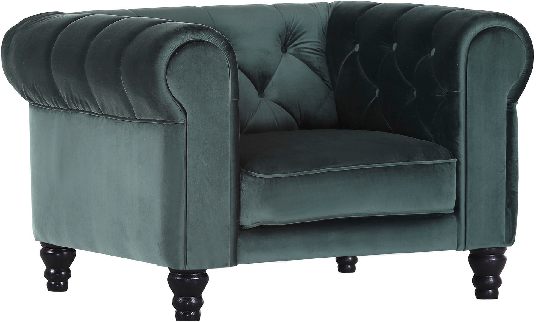 Chesterfield-Sessel GUTMANN FACTORY, grün (dunkelgrün), B:105cm H:75cm T:90cm, 100% Polyester, Sessel