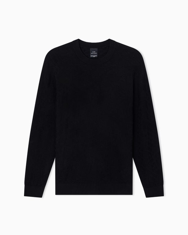 Crew Neck Sweater - Black - ARMANI EXCHANGE Knitwear