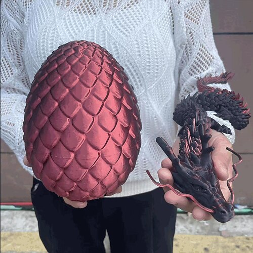 Großer, 3D-gedruckter Drache mit Osterei, beweglicher Drache als Deko für Zuhause, Schreibtisch-Haustier, Weihnachts- oder Geburtstagsgeschenk Image