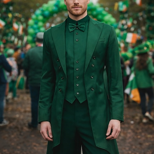 St. Patrick 2026 Retro Vintage Mittelalterlich Mantel Cosplay Kostüm Smoking Ebenezer Scrooge Dickens Vampir Elf Gentleman Bestickt Kostüm Herren Steampunk Weihnachten Halloween Karneval Leistung Image