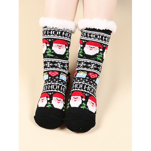 Damen Mardi Gras fleecegefütterte rutschfeste Fußsocken festliche gestreifte Strick-Karneval-Stil gemütliche Winter-Warmfuttersocken für Erwachsene und Teens perfekt für Karnevalspartys und Image
