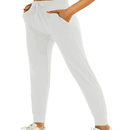 Damen Jogginghose Tapered Hose Chinos Mode Streetwear Lässig Volle Länge Mittlere Taillenlinie Einfach Kordelzug Tasche Komfort Bequem Mikroelastisch Täglich Outdoor Urlaub Dunkelgrau Schwarz Wei Image