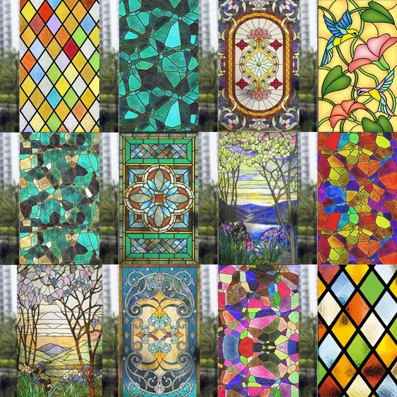 Mattierte undurchsichtige Sichtschutz-Fensterfolie, moderne Kunst, Geometrie-Muster, Glas-Fensteraufkleber, kein Kleber, statisch haftend, europäische Heimdekoration Image