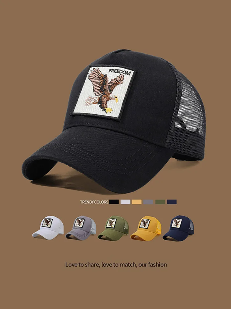 Unisex-Trucker-Kappe mit Adler-Stickerei und Applikation – geeignet für den täglichen Freizeitkleidung, Sport und Sonnenschutz Image