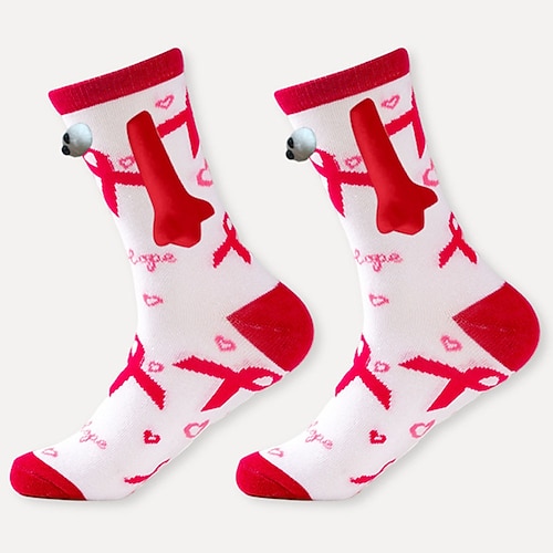 Herzförmige Magnetsocken für Paare zum Valentinstag, atmungsaktive, wadenlange Socken mit Händchenhalten-Motiv, das perfekte Valentinstagsgeschenk, ideal für Paare, kuschelig und stylisch für die Image