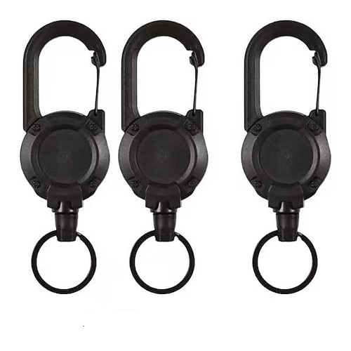 3er-Set automatisch einziehbare Drahtseil-Schlüsselanhänger für den Outdoor-Bereich, robust und leicht, ideal für Outdoor-Aktivitäten wie Camping, Wandern und den täglichen Gebrauch, praktisch und tragbar Image