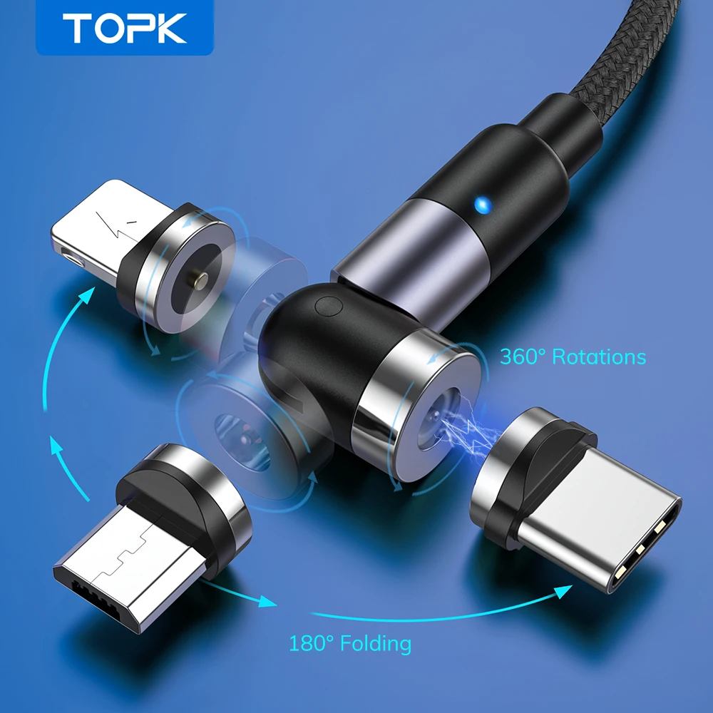 TOPK AM59 Magnetische Micro USB Typ C Kabel Magnetische Ladekabel für iPhone Xiaomi Handy Ladegerät Magnet USB Draht schnur Image