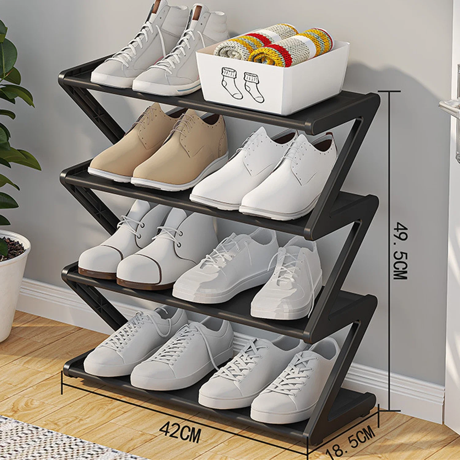 2026 Adjustable Z-Shaped Shoe Rack Household Shoe Storage Artifact Dormitory Multi-Layer Assembly Shoe Rack Shoemaker Organizer